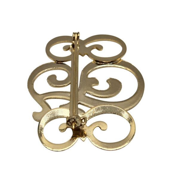 VTG Brooch EFE Initials Gold Tone Cursive Script Letters Monogram Pin Gift Names - Picture 5 of 8